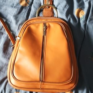 Valentina Orange Leather Backpack Purse